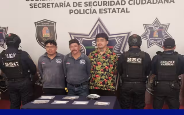 Los tres sujetos detenidos fueron presentados por la SSC del estado.