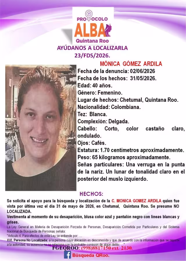 La última vez que se tuvo contacto con la mujer, fue el 31 de mayo en la capital del estado; desde entonces se desconoce su paradero