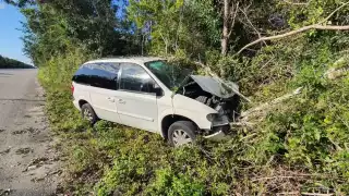 El auto terminó contra un árbol
