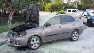 Los bomberos controlaron el incendio antes de que se consumiera el auto por completo