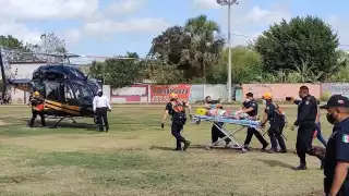 Trasladan en helicóptero a un hombre herido en Ticul, Yucatán