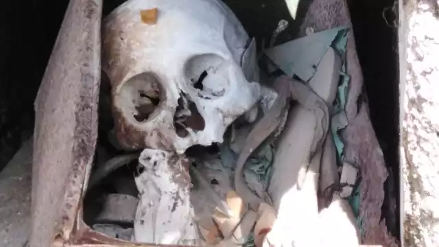 Macabra exhibición de osamentas, las bóvedas están abandonadas, los propietarios no les dan mantenimiento, esta es la imagen ahora que se avecinan los Fieles Difuntos