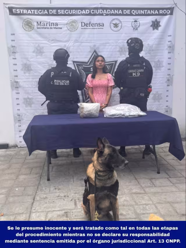 La detenida fue presentada por las autoridades tras su detención.