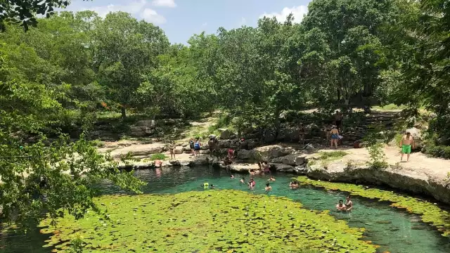 El cenote Xlacah se encuentra en la superficie y tiene 100 m de largo y 10 m de profundidad