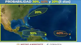 El Centro Nacional de Huracanes elevó esta tarde a un 80% las probabilidades de ciclón (Conagua)