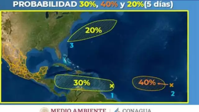 El Centro Nacional de Huracanes elevó esta tarde a un 80% las probabilidades de ciclón (Conagua)