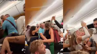 El momento en que la fiesta se armó en las altura. Foto: Tiktok