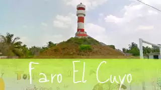 Vaya que si tiene forma de pirámide, el faro del Cuyo a la distancia. Foto: Google Maps