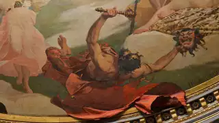 El Rey Momo pintado en el techo del Théâtre Graslin en Nantes: Foto Selbymay