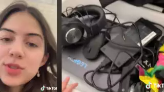 La joven mostró la charola donde iban sus equipos electrónicos. Foto: Especial