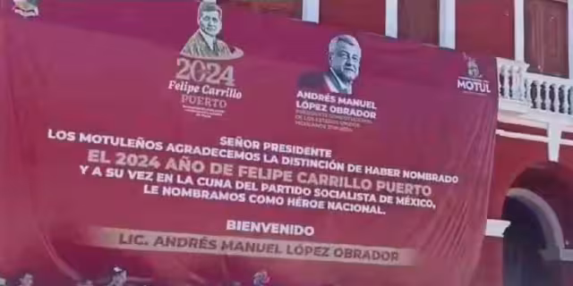 Esta fue la pancarta colocada en Motul