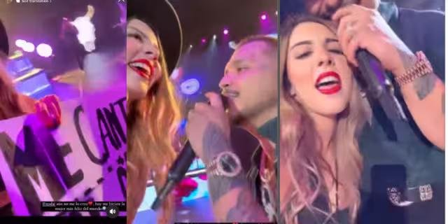 El parecido de esta fan con Belinda no pudo pasar por alto ante los ojos de Nodal. Foto: Cortesía