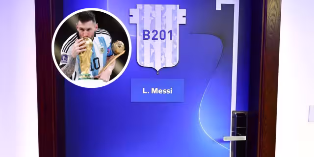 La entrada de la habitación donde durmió Messi en Qatar 2022. Foto: especial