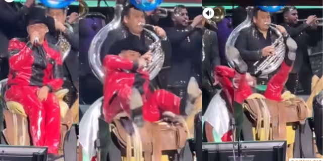 Así fue la caída del vocalista que al final terminó siendo graciosa. Foto: Grupo Firme