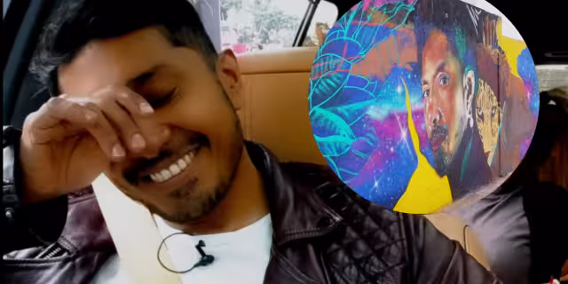 Así reaccionó el actor al verse en un dibujo urbano. Foto Youtube Escorpión Dorado