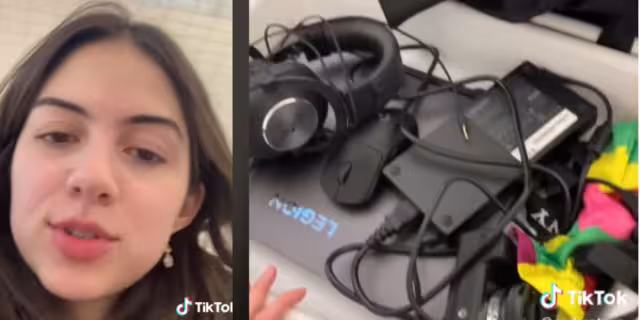 La joven mostró la charola donde iban sus equipos electrónicos. Foto: Especial