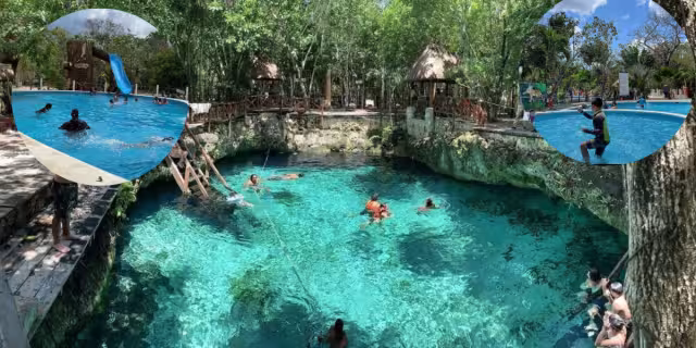 La diversión la podrás encontrar en el hermoso cenote o sus albercas. Foto: Especial