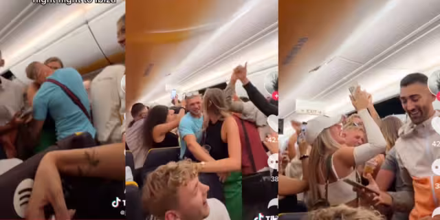 El momento en que la fiesta se armó en las altura. Foto: Tiktok