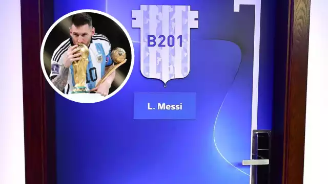 La entrada de la habitación donde durmió Messi en Qatar 2022. Foto: especial
