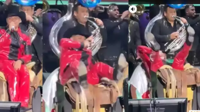 Así fue la caída del vocalista que al final terminó siendo graciosa. Foto: Grupo Firme