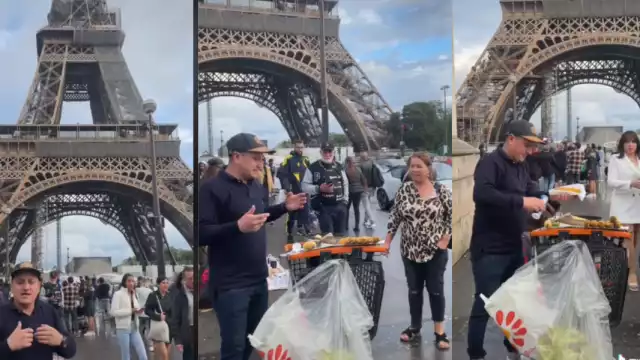 Así se ve el vendedor en la Torre Eiffel. Foto: TikTok deivinsoncampo0