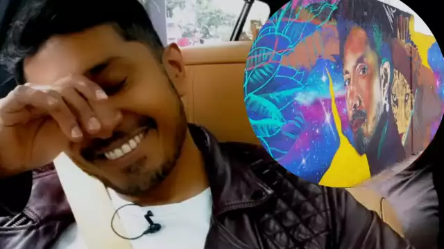 Así reaccionó el actor al verse en un dibujo urbano. Foto Youtube Escorpión Dorado