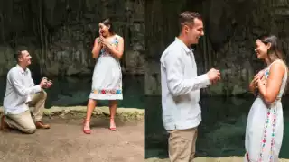 Pareja se compromete en el cenote Sac-Aua de Valladolid: VIDEO