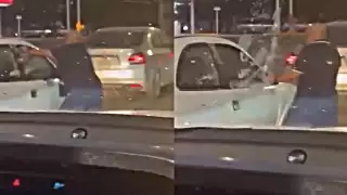 El conductor se acercó de forma violenta a un vehículo, donde rompió uno de los vidrios de la ventana