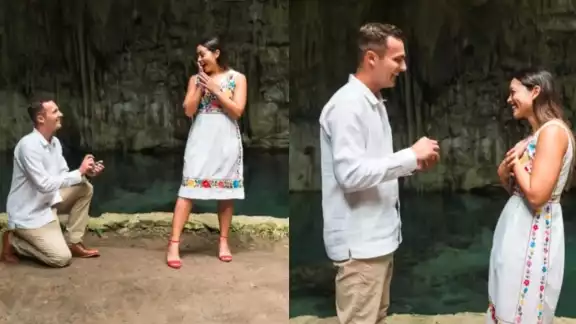 La pareja se comprometió en el cenote Sac-Aua de Valladolid