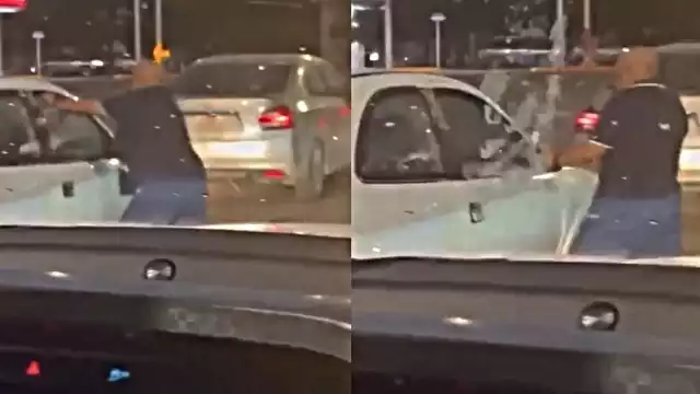 El conductor se acercó de forma violenta a un vehículo, donde rompió uno de los vidrios de la ventana