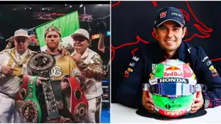 El piloto mexicano Sergio Pérez felicitó a ‘Canelo’ Álvarez por su victoria por nocaut sobre el boxeador estadounidense Caleb Plant