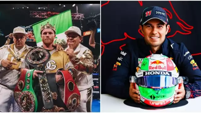 El piloto mexicano Sergio Pérez felicitó a ‘Canelo’ Álvarez por su victoria por nocaut sobre el boxeador estadounidense Caleb Plant