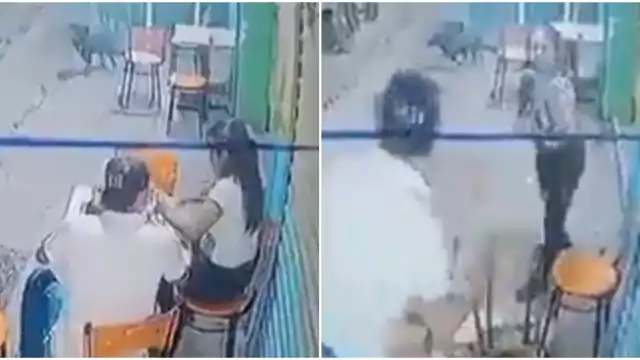 A través de redes sociales se difundió un video en el que una mujer se defiende de la agresión de su novio, cuando se encontraban comiendo en la calle