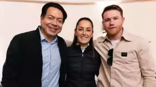 Mario Delgado, Claudia Sheinbaum y Canelo Álvarez