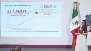 La presidenta Caludia Sheinbaum destacó la cifra de empleos formales al cierre de febrero