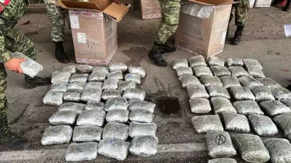 Los paquetes con el producto ilegal era transportado a bordo de un camión de pasaje Los paquetes con el producto ilegal era transportado a bordo de un camión de pasaje