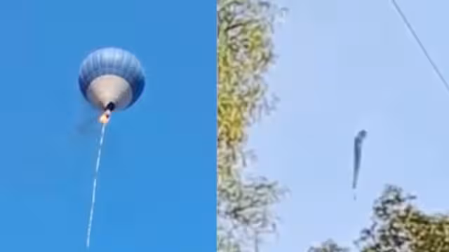 Un Globo Aerostático de Teotihuacán se incendió este sábado