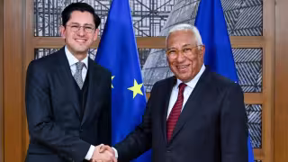Roberto Velasco Álvarez, secretario de Relaciones Exteriores y António Costa, presidente del Consejo Europeo