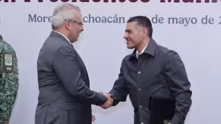 Omar García Harfuch. titular de la SSPC acudió este jueves a Michoacán para una Reunión del Gabinete de Seguridad