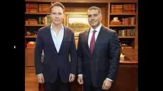 Manuel Velasco Coello, senador y coordinador del grupo parlamentario del PVEM  y Omar García Harfuch, secretario de Seguridad y Protección Ciudadana