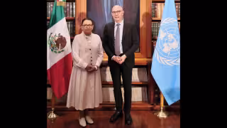 Rosa Icela Velézquez, se cretaria de gobernación y Volker Türk, alto comisionado de las Naciones Unidas para los Derechos Humanos