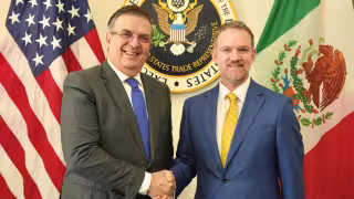 Marcelo Ebrard, secretrio de Economía y Jamieson Greer, representante comercial de EU