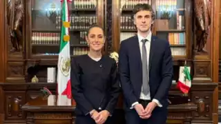La presidenta de México, Claudia Sheinbaum recibió este viernes en Palacio Nacional a  Guido Croxatto, abogado del expresidente peruano, Pedro Castillo