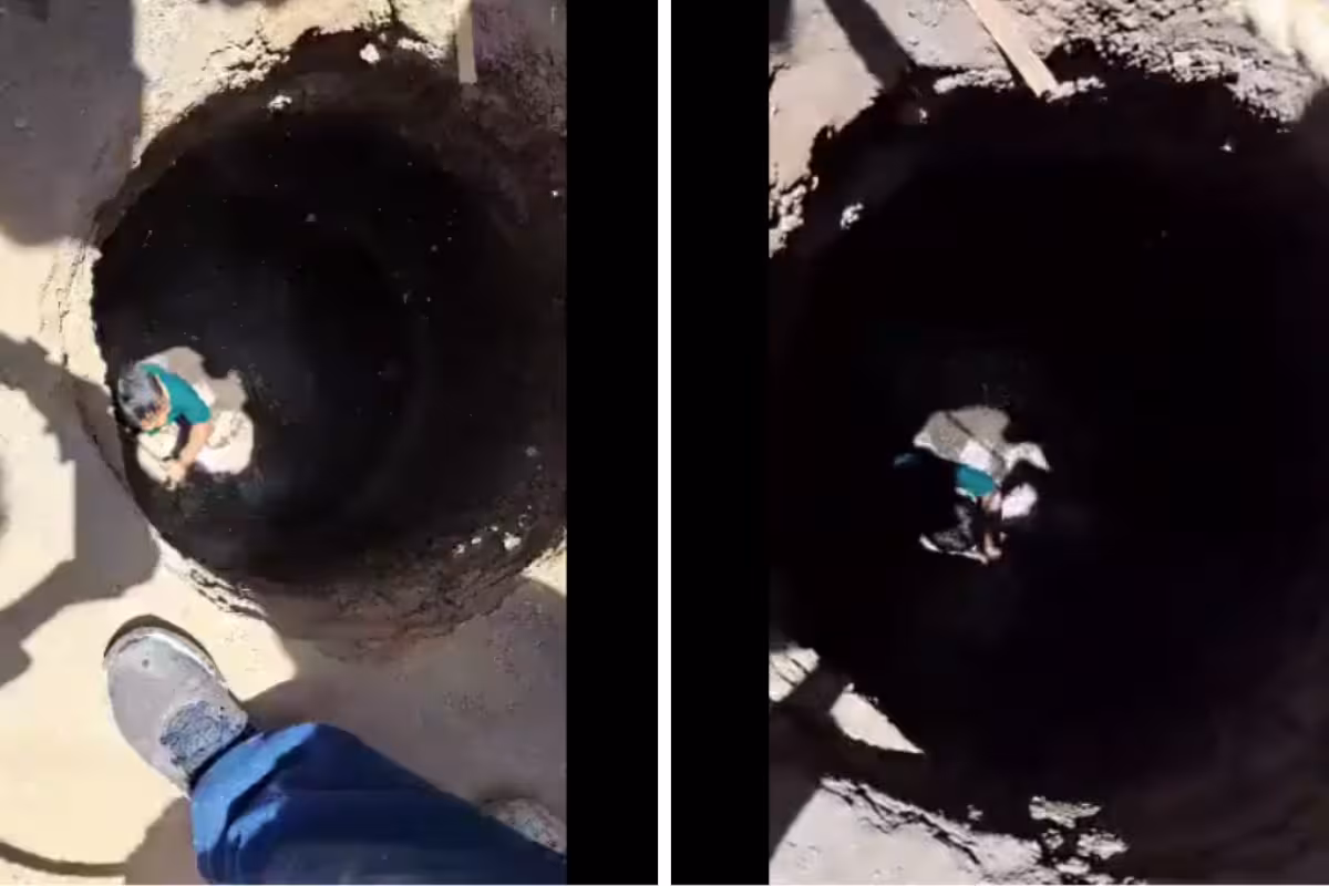 Niño cae a coladera de tres metros en el Centro de Puebla: VIDEO - PorEsto