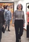 Omar García Harfuch, titular de la SSPC, junto a la gobernadora de Sinaloa, Graciela Domínguez y la titular del SESNSP, Marcela Figueroa