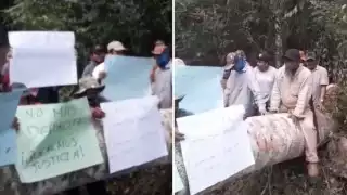 Más de un grupo de 30 personas estuvieron con la autoridad en la entrada del rancho para detener la forestación.