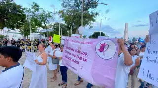 EL grupo organizó una marcha en apoyo a Lizbeth Monserrat Souza Palomino, a
quien le arrebataron a su pequeño, la Diputada Elda Xix y su hijo.-