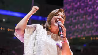 Xóchitl Gálvez tuvo problemas con su voz, pero finalizó su discurso con varios mensajes