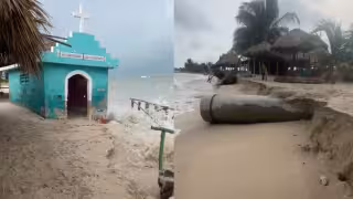 Isaías golpea Sabancuy, Campeche: deslaves derriban una palapa e inundan una capilla