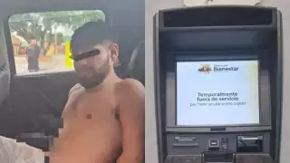 Detienen a un hombre tras dañar un cajero del Banco del Bienestar en Cacalchén